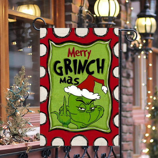 Merry Grinchmas Garden Flag, Grinch Family Garden Flag, Christmas Iconic Flag, Welcome to Whoville Christmas Flag, Front Door Decor
