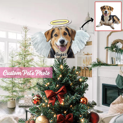 Personalized Pet Photo Tree Topper, Custom Cat Dog Christmas Tree Topper, Angel Dog Tree Topper, Pet Memorial Topper 2025, Pet Loss Topper
