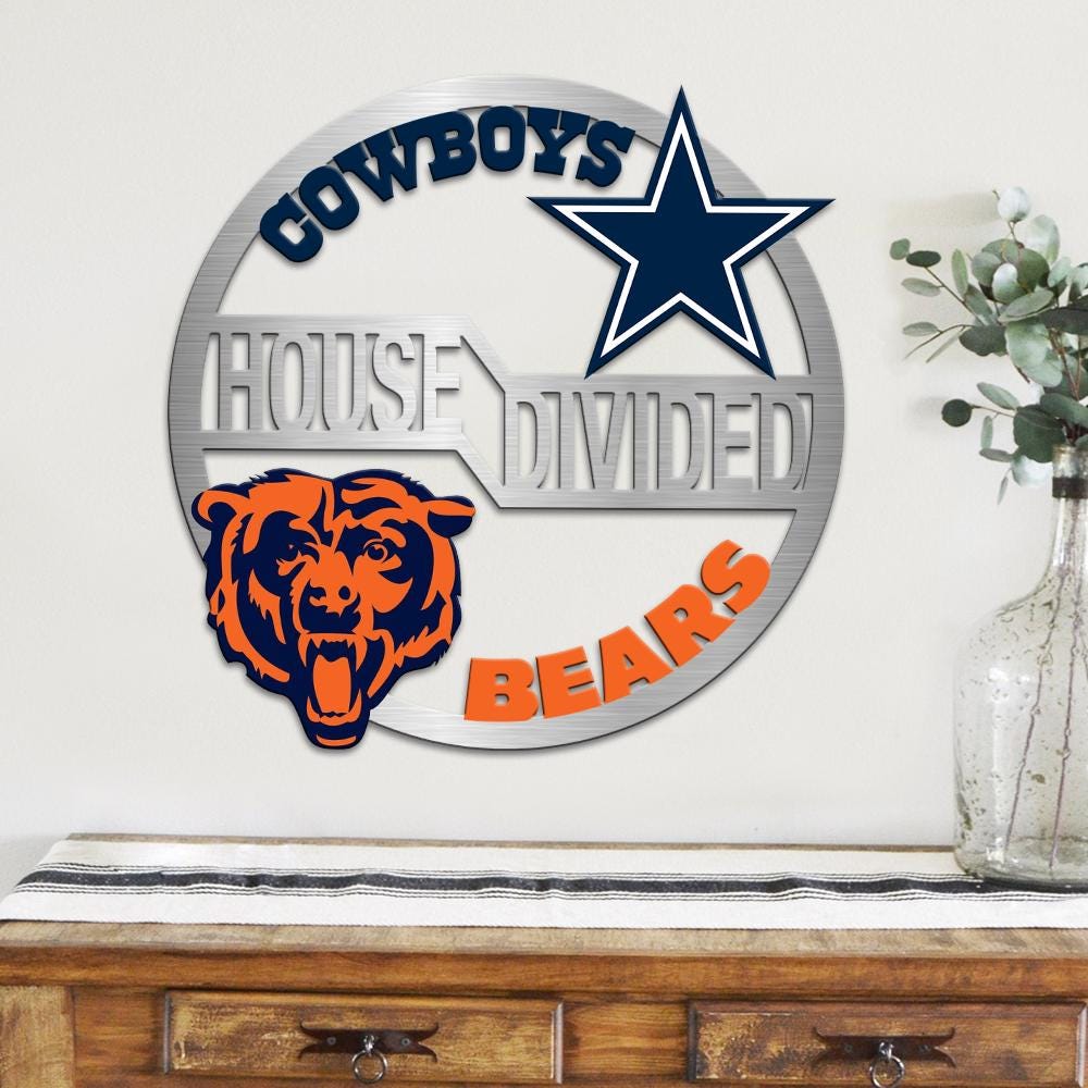Personalized House Divided Football Sign: Metal Sports Team Door Hanger