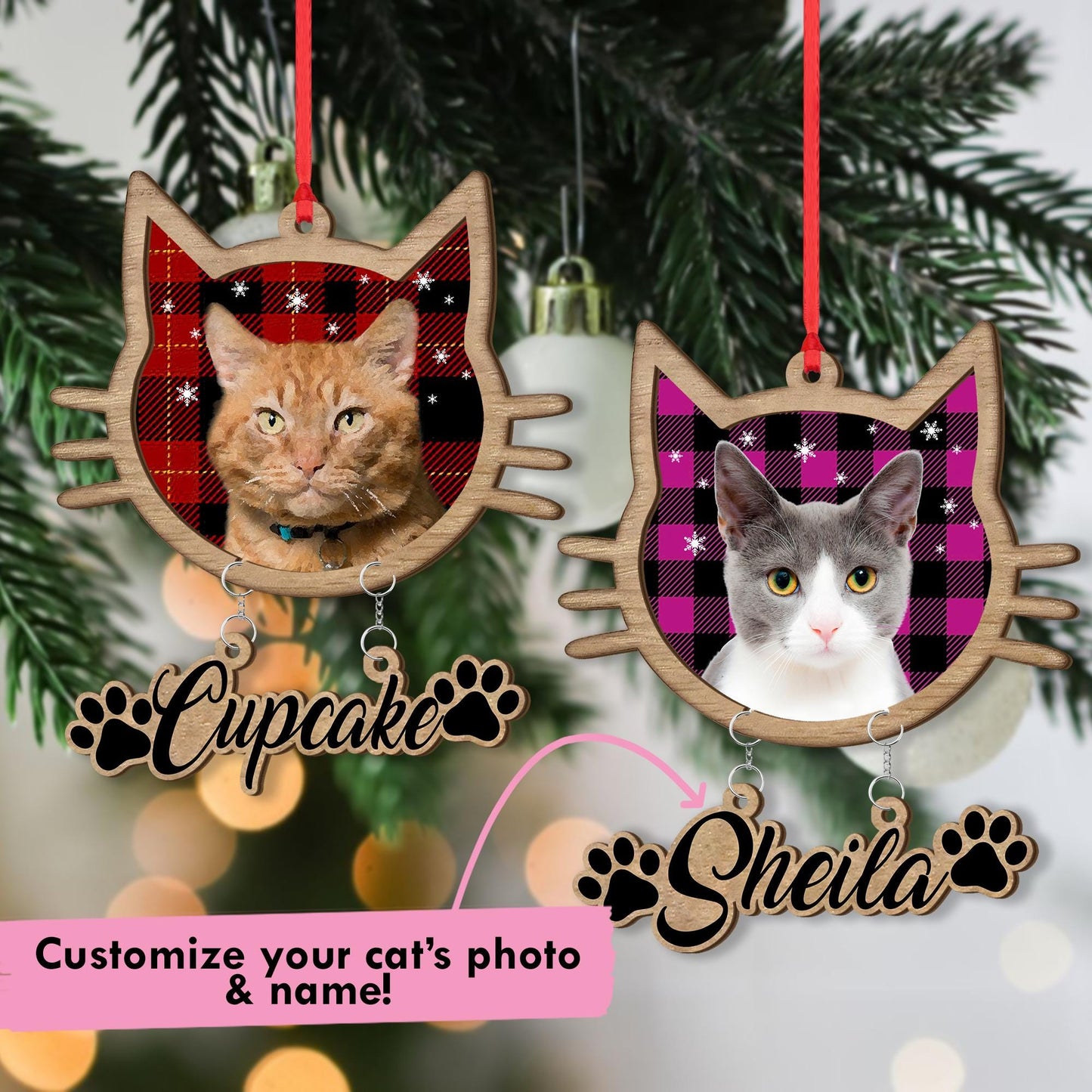 Personalized Cat Photo Christmas Ornament: Custom Pet Keepsake Gift