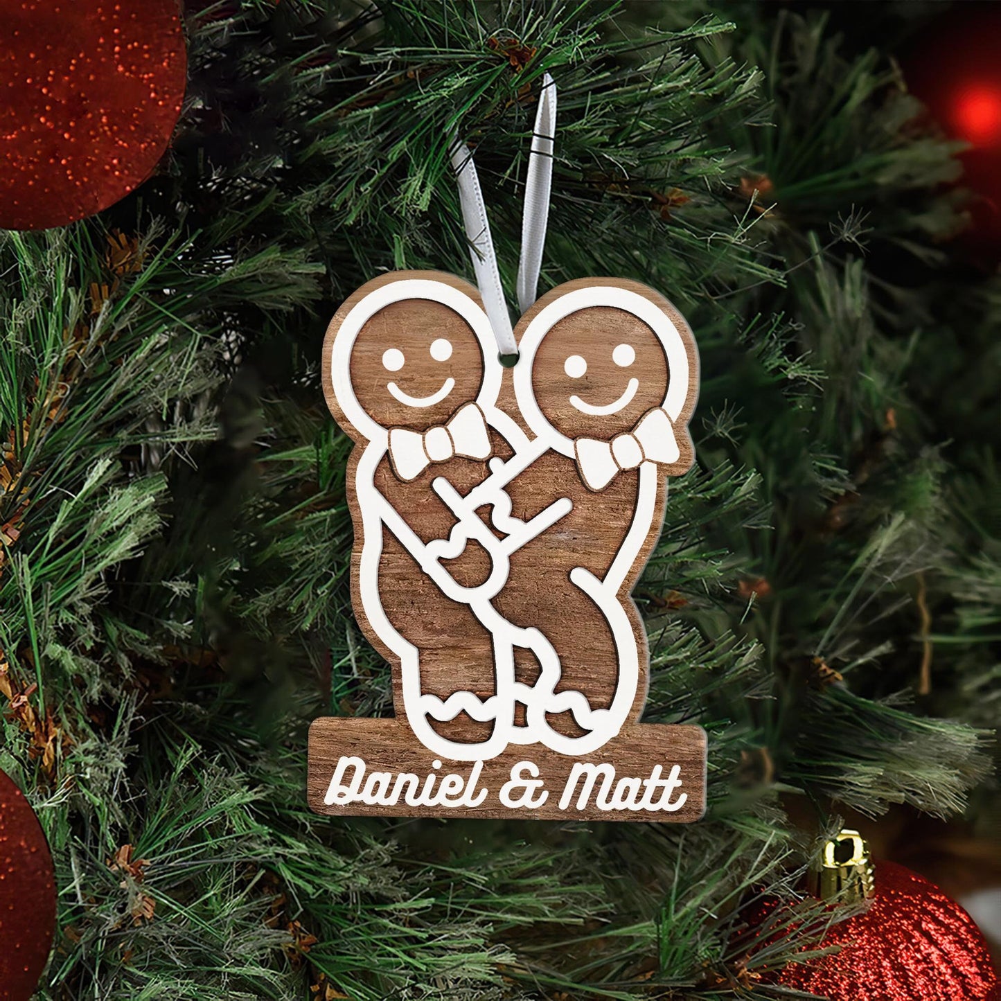 Custom Naughty LGBT Christmas Ornament, Personalized Gingerbread Name Ornament, Funny Couple Decoration, Xmas Tree Decor, Humorous Xmas Gift