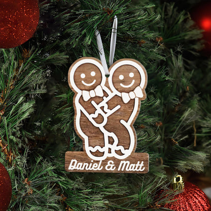 Custom Naughty LGBT Christmas Ornament, Personalized Gingerbread Name Ornament, Funny Couple Decoration, Xmas Tree Decor, Humorous Xmas Gift