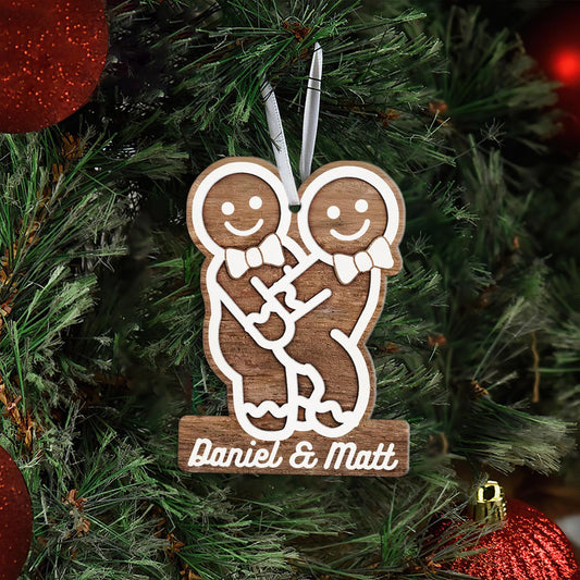 Custom Naughty LGBT Christmas Ornament, Personalized Gingerbread Name Ornament, Funny Couple Decoration, Xmas Tree Decor, Humorous Xmas Gift