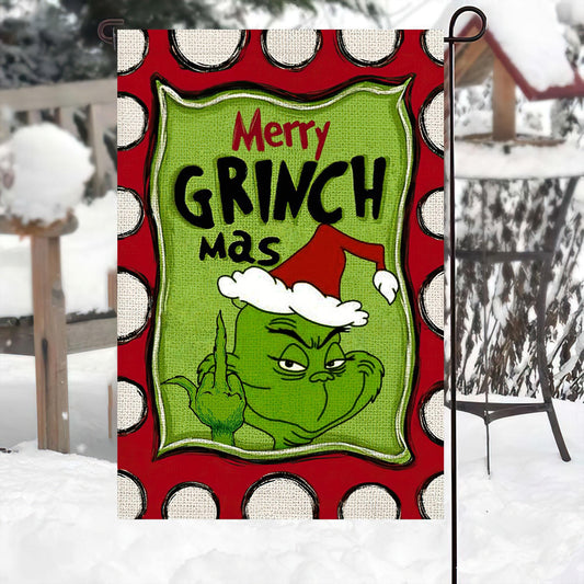 Merry Grinchmas Garden Flag, Grinch Family Garden Flag, Christmas Iconic Flag, Welcome to Whoville Christmas Flag, Front Door Decor