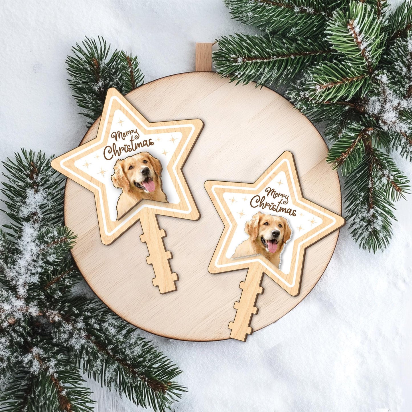 Personalized Pet's Photo Christmas Tree Topper, Custom Cat Dog Photo Tree Topper, Custom Name Tree Topper, Christmas Tree Decor Cat Dog Gift