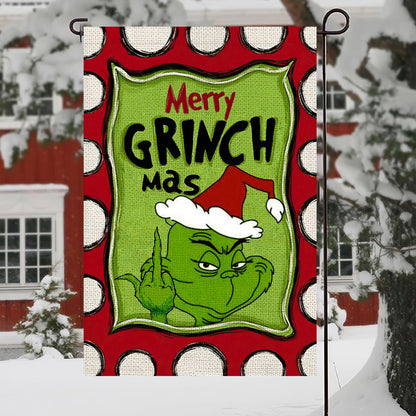 Merry Grinchmas Garden Flag, Grinch Family Garden Flag, Christmas Iconic Flag, Welcome to Whoville Christmas Flag, Front Door Decor