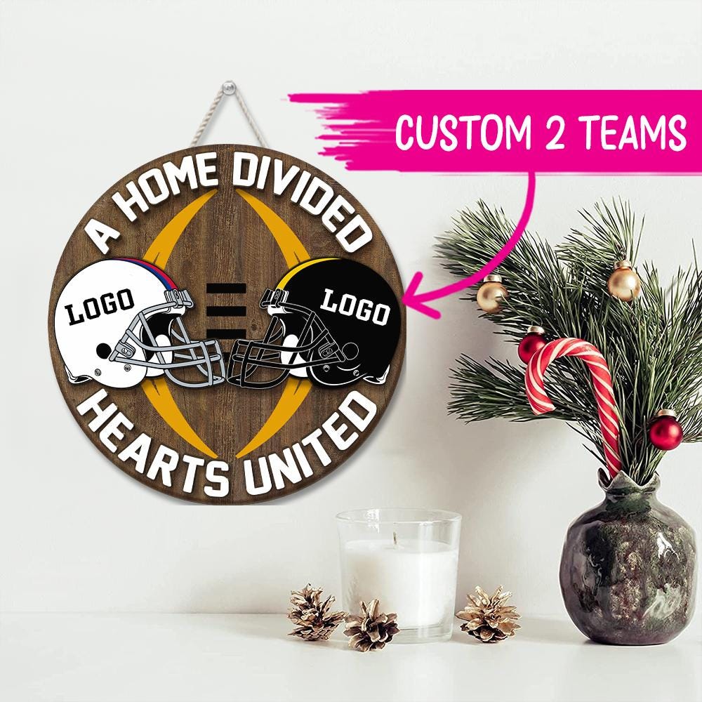 Personalized House Divided Football Door Hanger: Sports Team Sign