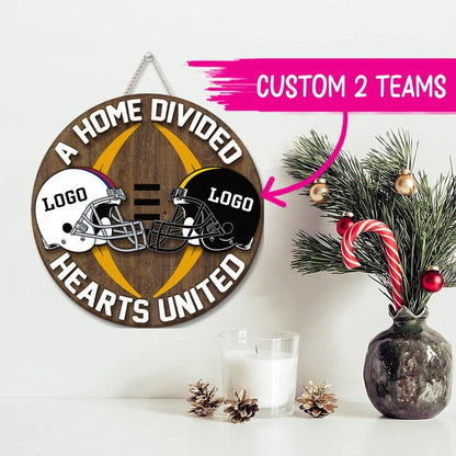 Personalized House Divided Football Door Hanger: Sports Team Sign