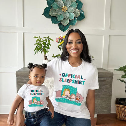 Personalized Family Mom Dad and Kids T-shirt, Official Sleep Shirt for Couple, Custom Dog, Unisex T-shirt, Pet Lover Gift, Family Gift Ideas