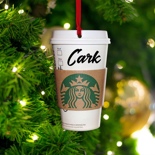 Personalized Coffee Cup Christmas Ornament, Misspelled Name Gift