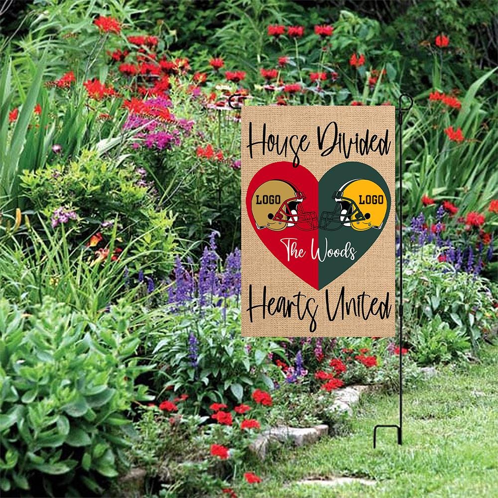 Custom House Divided Hearts United Football Garden Flag