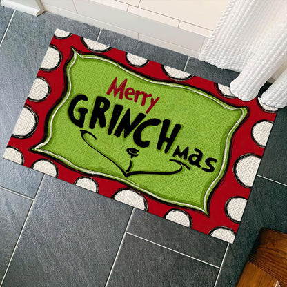 Merry Grinchmas Christmas Doormat, Christmas Decor Mat, Grinch Fan Decor, Welcome to Whoville Christmas Mat, Front Door Decor