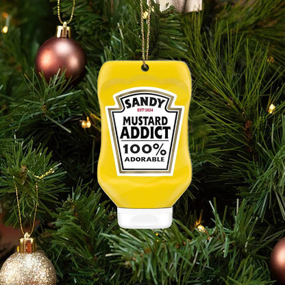 Personalized Mustard Bottle Christmas Ornament, Custom Acrylic or Wooden Gift