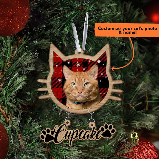 Personalized Cat Photo Christmas Ornament: Custom Pet Keepsake Gift