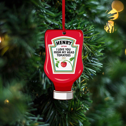 Personalized Ketchup Ornament, Custom Message, Christmas Gift
