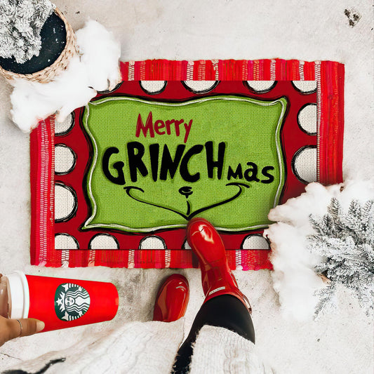 Merry Grinchmas Christmas Doormat, Christmas Decor Mat, Grinch Fan Decor, Welcome to Whoville Christmas Mat, Front Door Decor