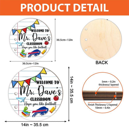 Custom Teacher Welcome Sign: Football Classroom Door Hanger