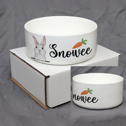 Personalized Cute Rabbit and Carrot Bowl, Custom Bunny Dish for Food & Water, Funny Rabbit Gifts, Pet Accessories with Name, Bunny Bowls