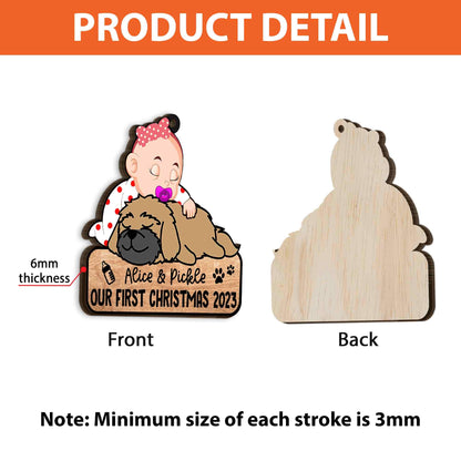 Personalized Baby and Pet Christmas Ornament, Custom Name Gift