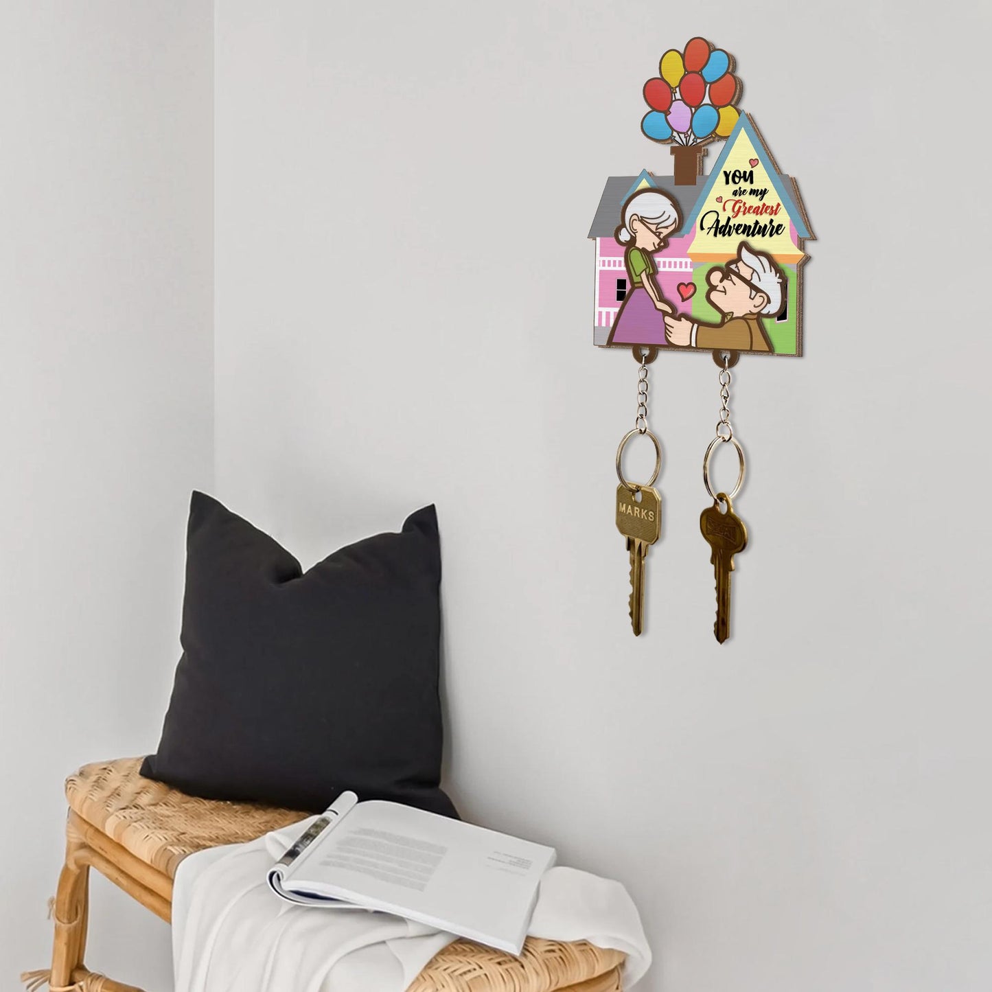 Personalized Couple Up House Keychain, Couple Key Holder, Anniversary Gift Idea, Gift for Couples, Up Movie Inspired Keychain, New Home Gift