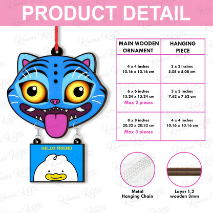 Personalized Derpy Tiger Demon Hunter Ornament, Kpop Tiger Ornament With Hanging Piece Custom Huntrix Tiger With Message & Name, Derpy Gift