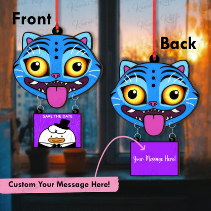 Personalized Derpy Tiger Demon Hunter Ornament, Kpop Tiger Ornament With Hanging Piece Custom Huntrix Tiger With Message & Name, Derpy Gift