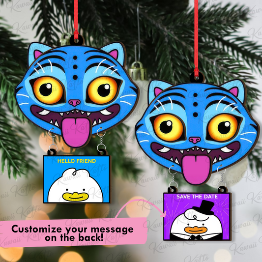 Personalized Derpy Tiger Demon Hunter Ornament, Kpop Tiger Ornament With Hanging Piece Custom Huntrix Tiger With Message & Name, Derpy Gift