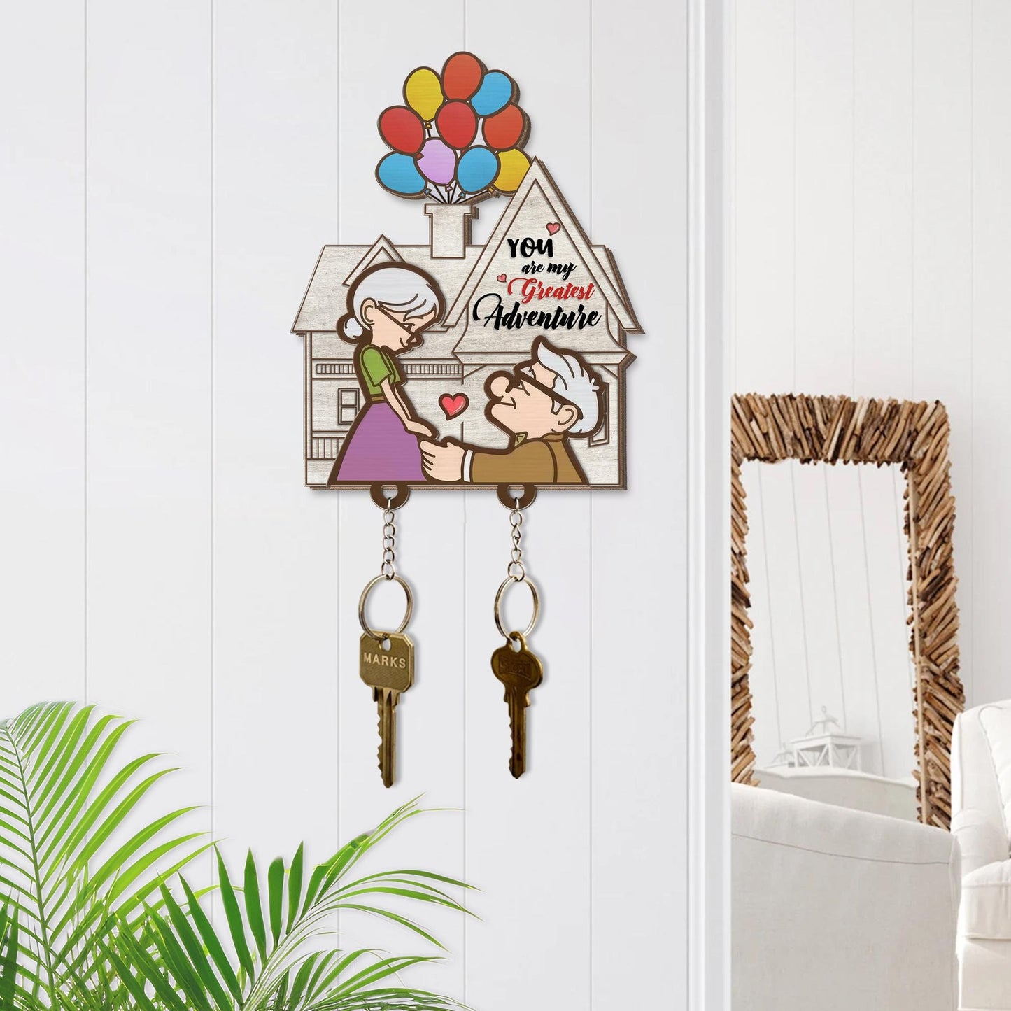 Personalized Couple Up House Keychain, Couple Key Holder, Anniversary Gift Idea, Gift for Couples, Up Movie Inspired Keychain, New Home Gift