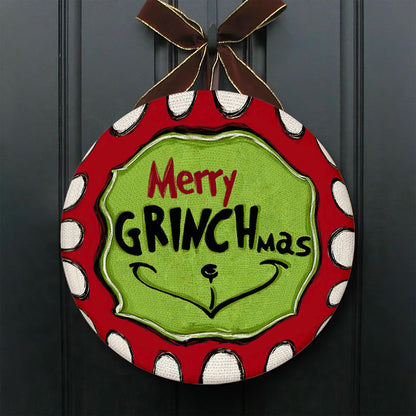 Merry Grinchmas Door Sign, Whoville Christmas Decor