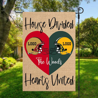 Custom House Divided Hearts United Football Garden Flag