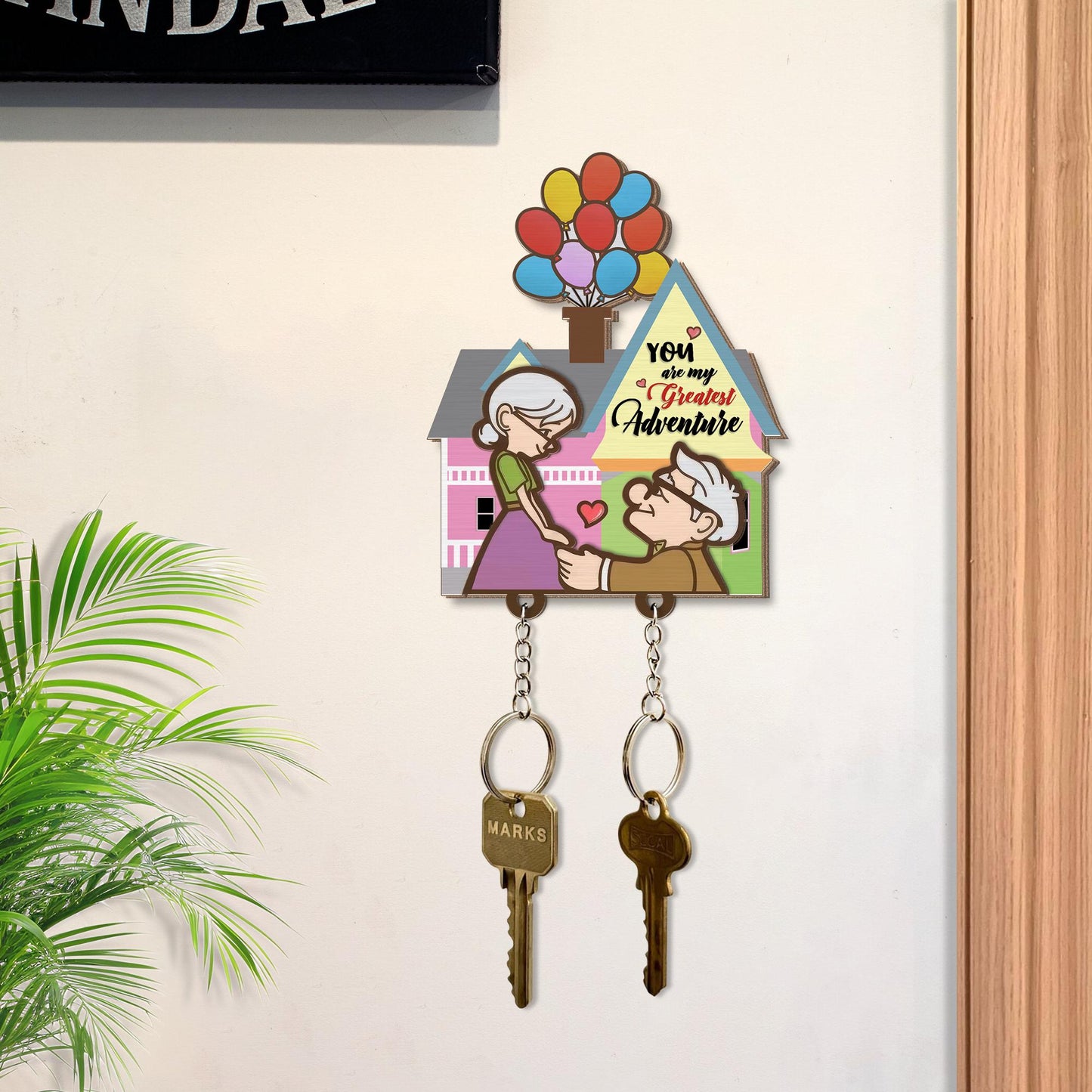 Personalized Couple Up House Keychain, Couple Key Holder, Anniversary Gift Idea, Gift for Couples, Up Movie Inspired Keychain, New Home Gift