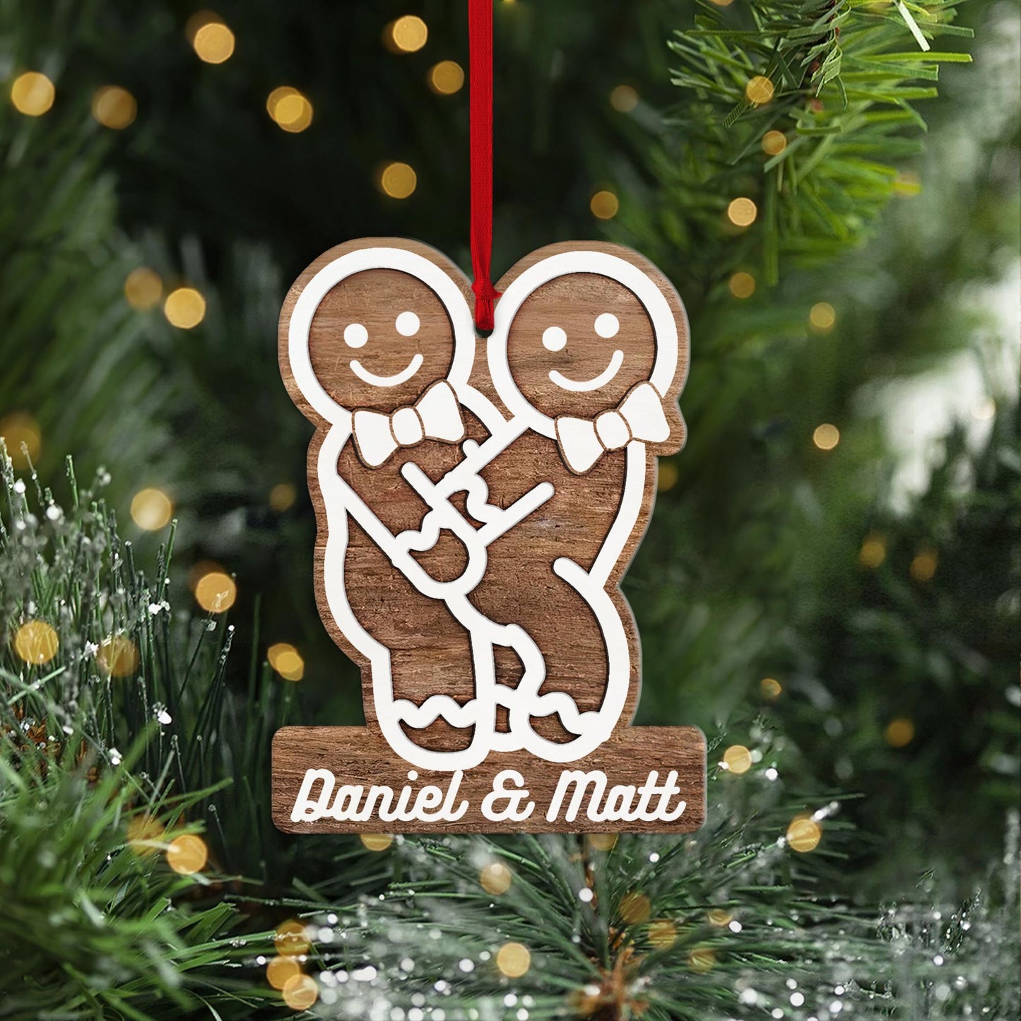 Custom Naughty LGBT Christmas Ornament, Personalized Gingerbread Name Ornament, Funny Couple Decoration, Xmas Tree Decor, Humorous Xmas Gift