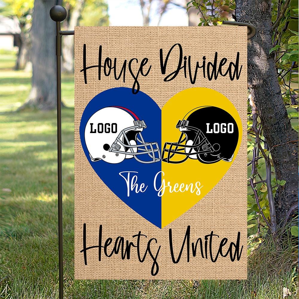 Custom House Divided Hearts United Football Garden Flag