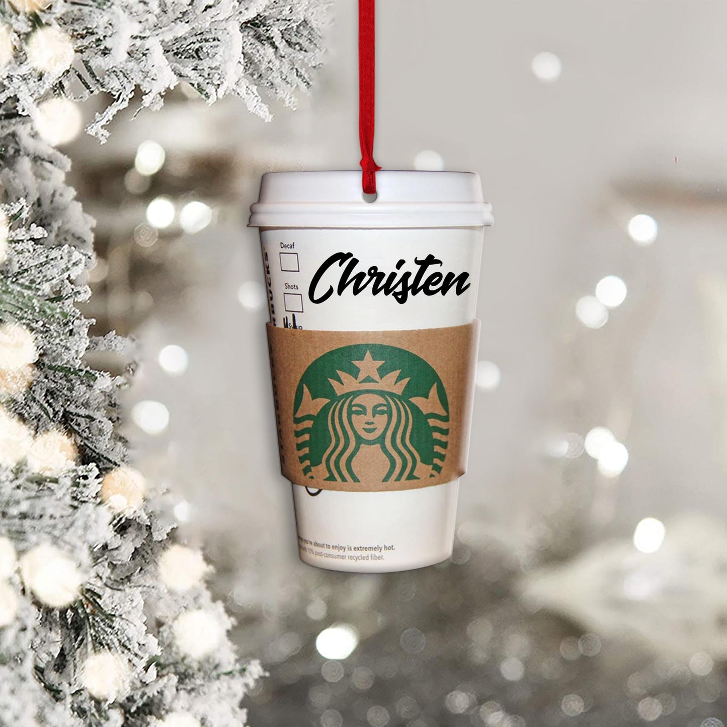 Personalized Coffee Cup Christmas Ornament, Misspelled Name Gift