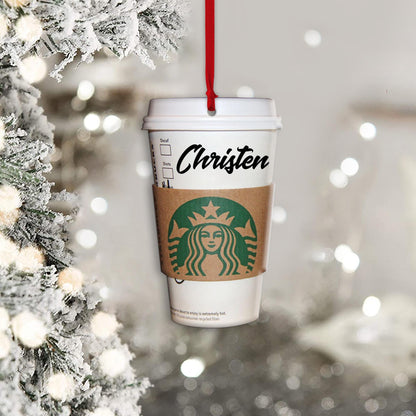 Personalized Coffee Cup Christmas Ornament, Misspelled Name Gift