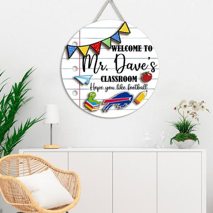 Custom Teacher Welcome Sign: Football Classroom Door Hanger