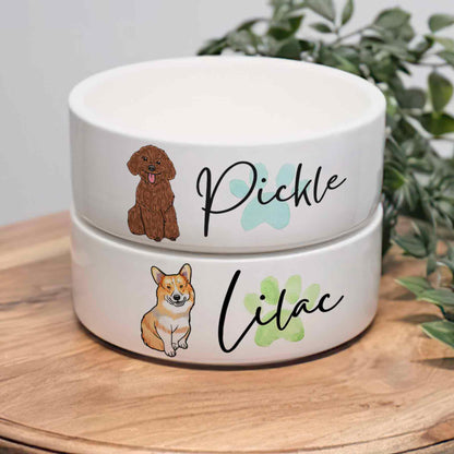 Personalized Dog Full Body Bowl, Custom Dog Name Bowl, Ceramic Colorful Paw Pet Bowl, Water Bowl Food Bowl for Cats Dogs, Dog Mom Dad Gifts