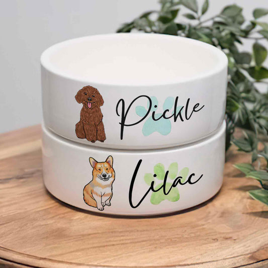 Personalized Dog Full Body Bowl, Custom Dog Name Bowl, Ceramic Colorful Paw Pet Bowl, Water Bowl Food Bowl for Cats Dogs, Dog Mom Dad Gifts