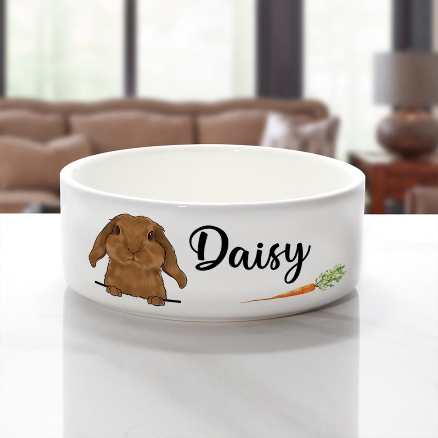 Personalized Cute Rabbit Carrot Bowl, Rabbit Gifts, Pet Accessories, Custom Bunny Bowl with Name, Funny Rabbit Dish for Water and Food