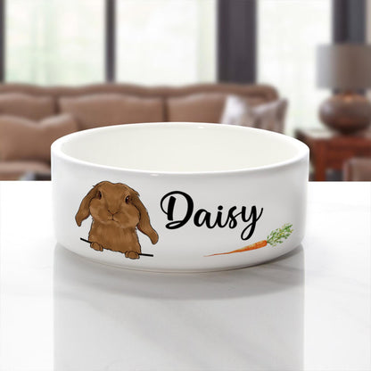 Personalized Cute Rabbit Carrot Bowl, Rabbit Gifts, Pet Accessories, Custom Bunny Bowl with Name, Funny Rabbit Dish for Water and Food