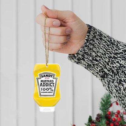 Personalized Mustard Bottle Christmas Ornament, Custom Acrylic or Wooden Gift
