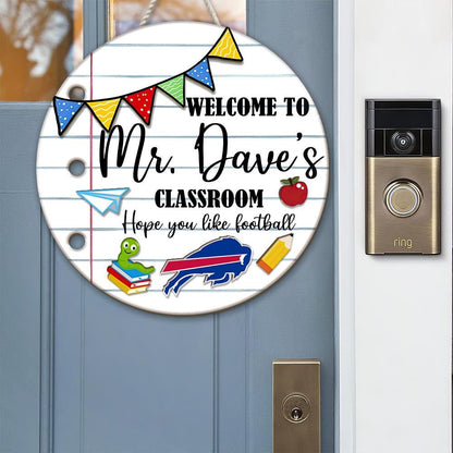 Custom Teacher Welcome Sign: Football Classroom Door Hanger