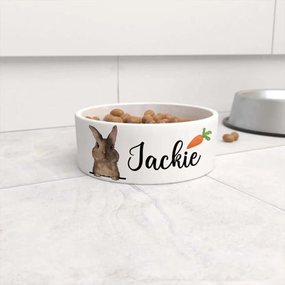 Personalized Cute Rabbit and Carrot Bowl, Custom Bunny Dish for Food & Water, Funny Rabbit Gifts, Pet Accessories with Name, Bunny Bowls