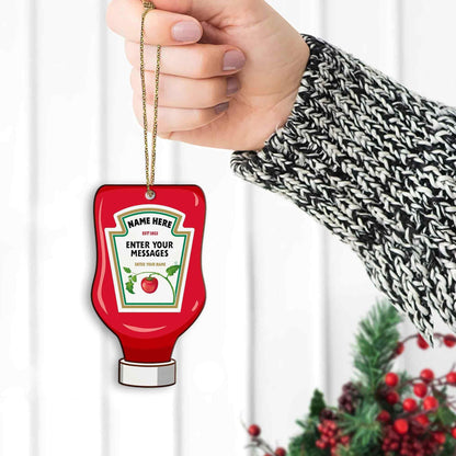 Personalized Ketchup Ornament, Custom Message, Christmas Gift