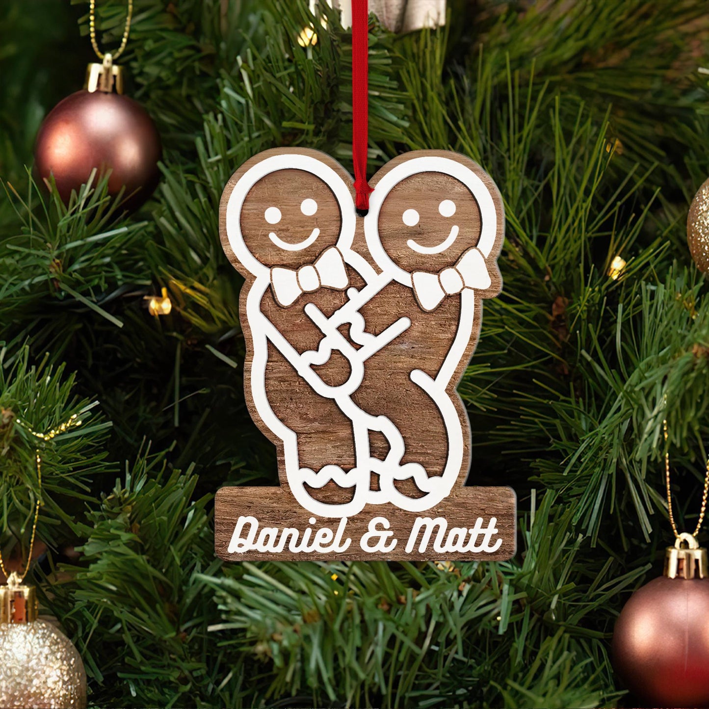 Custom Naughty LGBT Christmas Ornament, Personalized Gingerbread Name Ornament, Funny Couple Decoration, Xmas Tree Decor, Humorous Xmas Gift