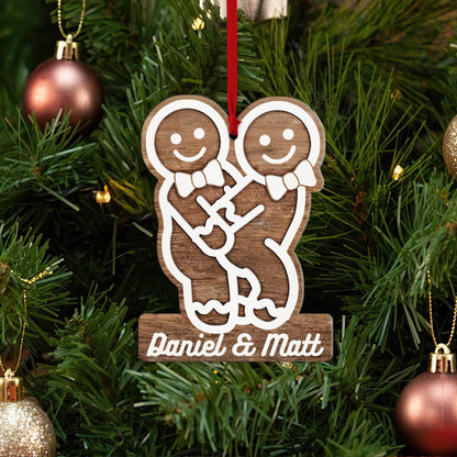 Custom Naughty LGBT Christmas Ornament, Personalized Gingerbread Name Ornament, Funny Couple Decoration, Xmas Tree Decor, Humorous Xmas Gift