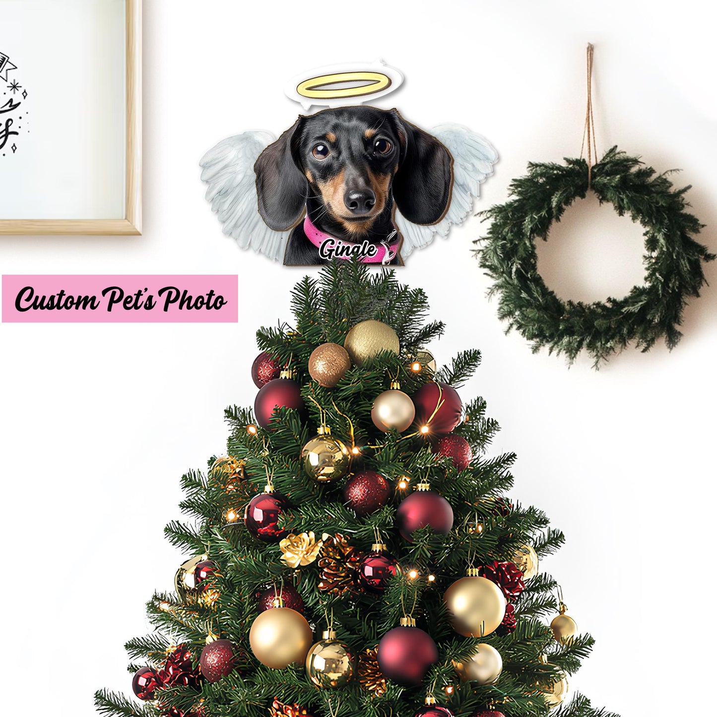 Personalized Pet Photo Tree Topper, Custom Cat Dog Christmas Tree Topper, Angel Dog Tree Topper, Pet Memorial Topper 2025, Pet Loss Topper