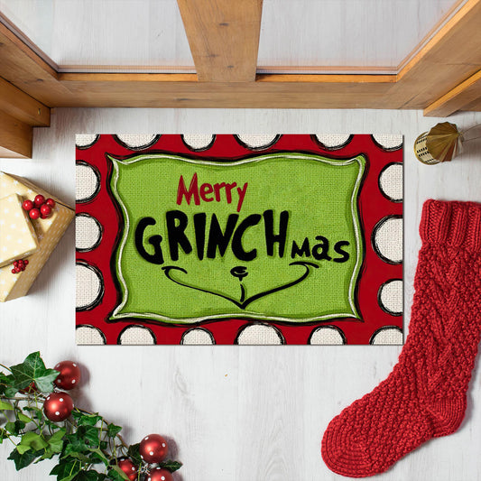 Merry Grinchmas Christmas Doormat, Christmas Decor Mat, Grinch Fan Decor, Welcome to Whoville Christmas Mat, Front Door Decor