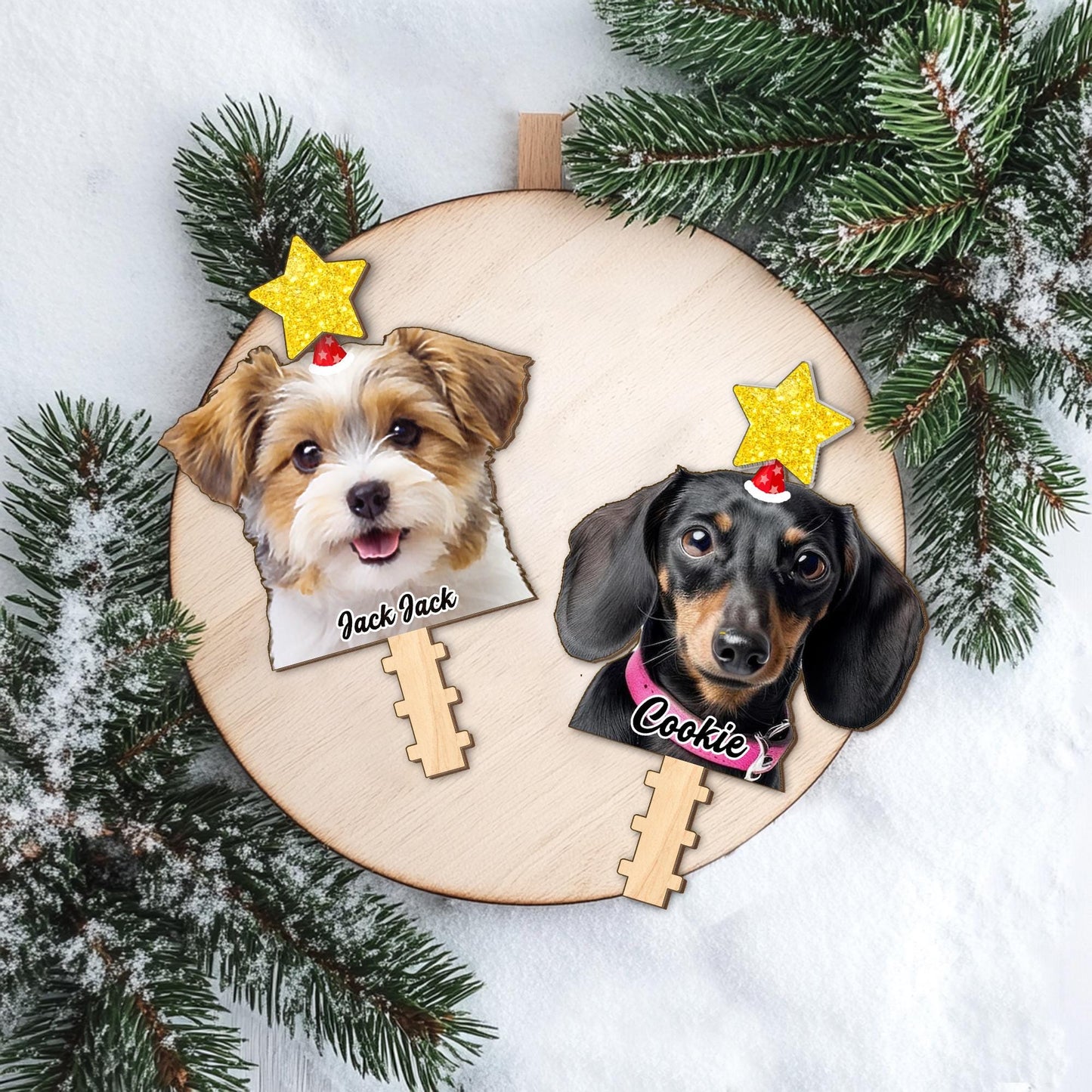 Personalized Pet Photo Tree Topper, Custom Cat Dog Christmas Tree Topper, Yellow Star Christmas Tree Decor, Star Tree Topper 2025