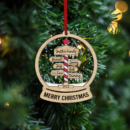 Personalized Family and Pets Snow Globe Ornament, Christmas Tree Ornament, Custom Family Names Ornament, Family Tree Ornament, Mom Dad Gifts